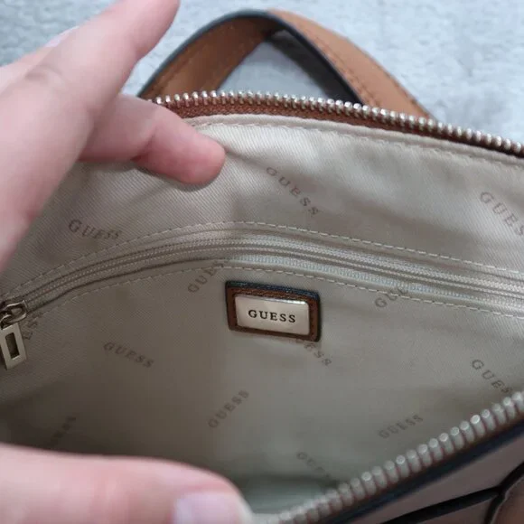 Guess Crossbody Bag Brown Faux Leather Purse with Removable Chain Strap Clutch - Picture 7 of 14